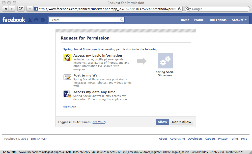 Facebook Authorization Prompt